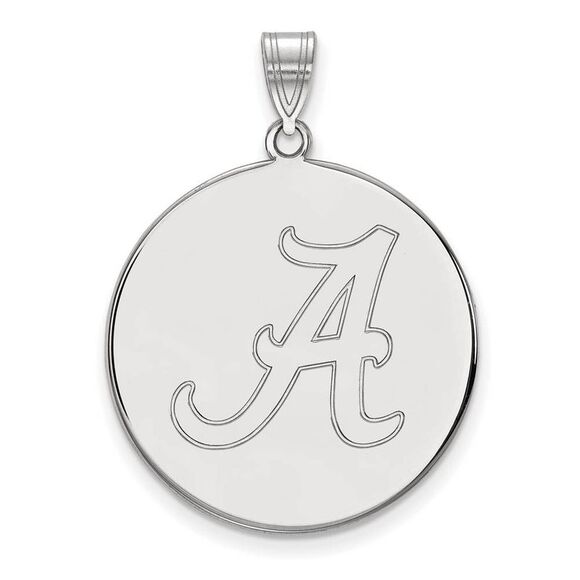 14k White Gold U. of Alabama XL Initial A Disc Pendant